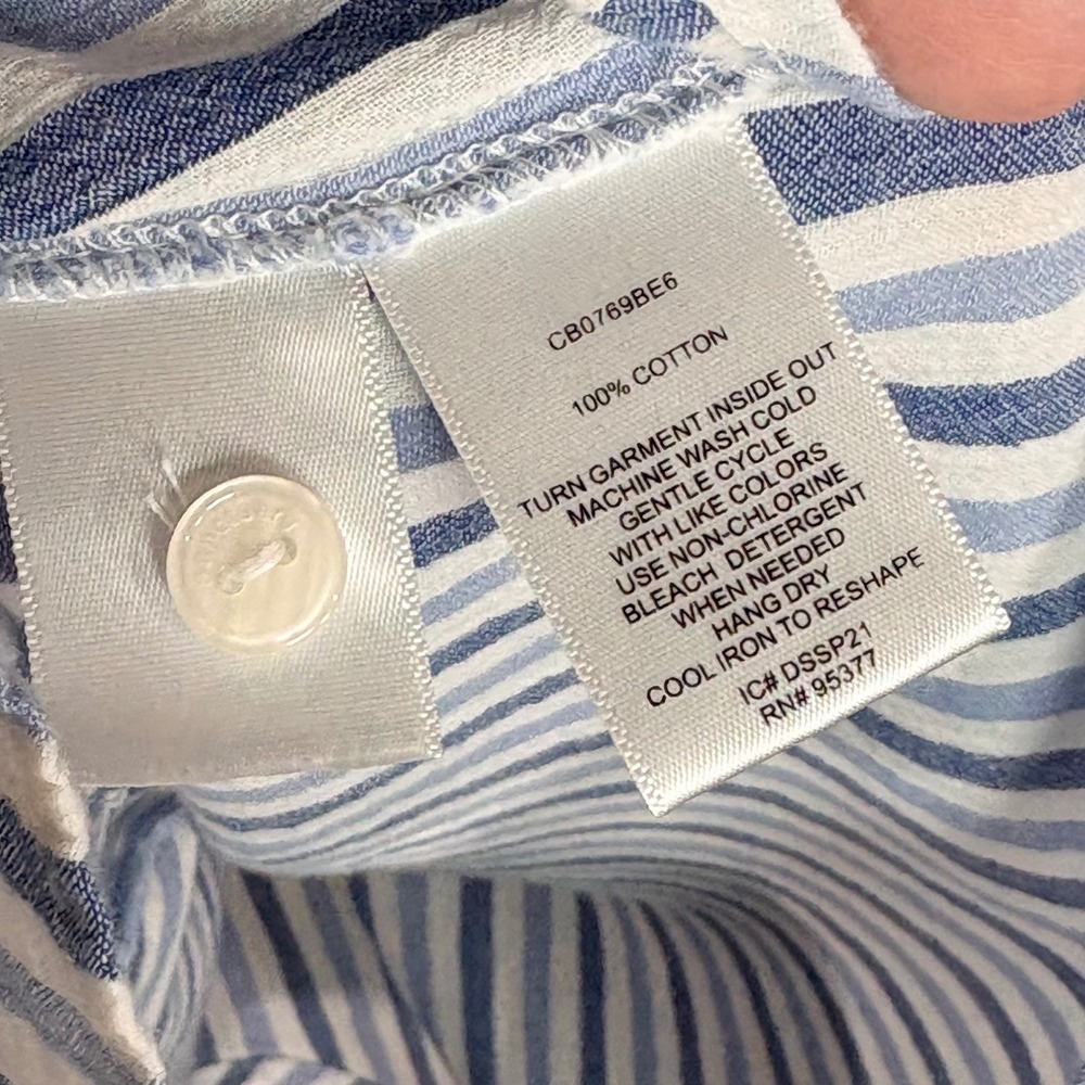 Sanctuary Women's Blue White Striped Cotton Boyfriend Shirt Long Sleeve Large - Picture 4 of 9